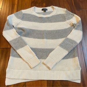 a.n.a. A New Approach Cream & Gray Breathable Sweater Petite Small Open Knit